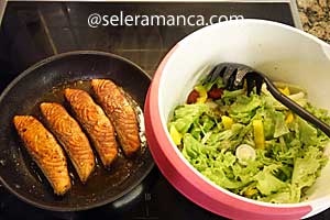 Masak Salmon Goreng Salad Sayuran Step 14